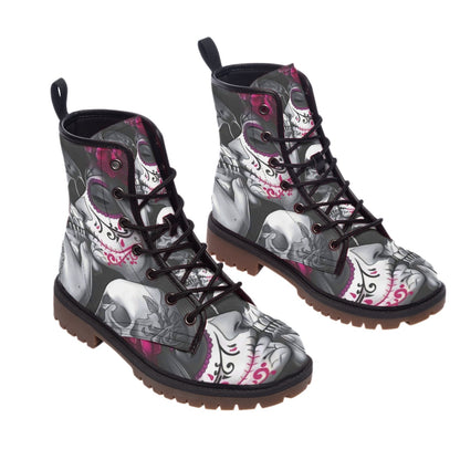 Sugar skull grim reaper kiss girls Men's Martin Short Boots