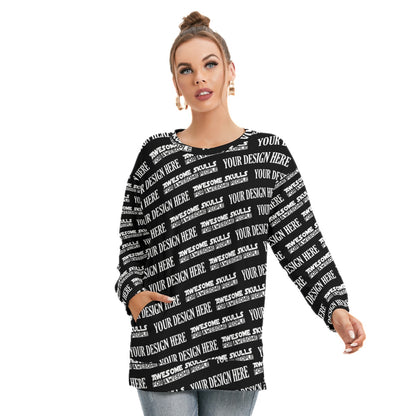 Custom print on demand pod Women's Hoodie Side Split O-neck Sweatshirt