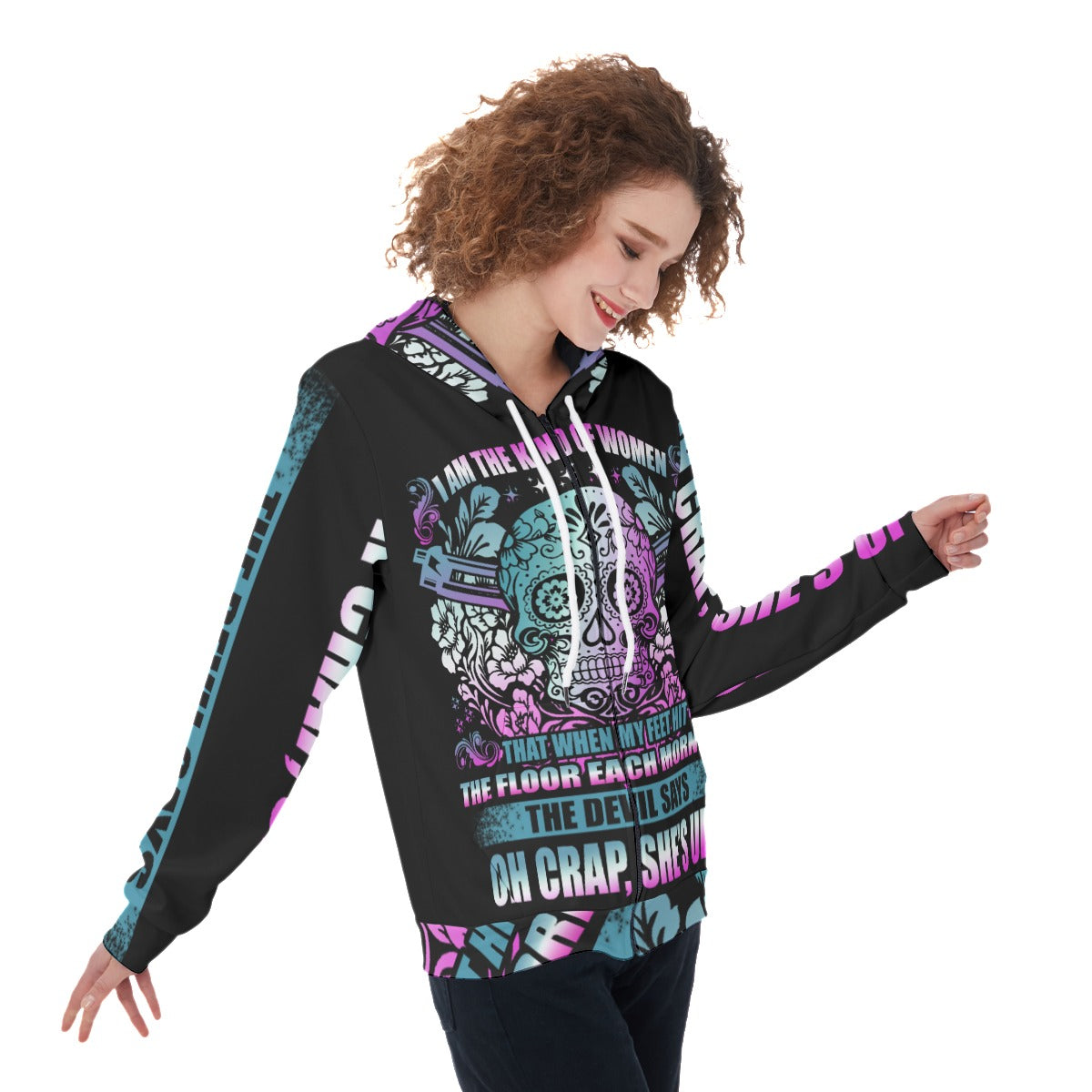 Sugar skull gothic Women's Zip Up Hoodie