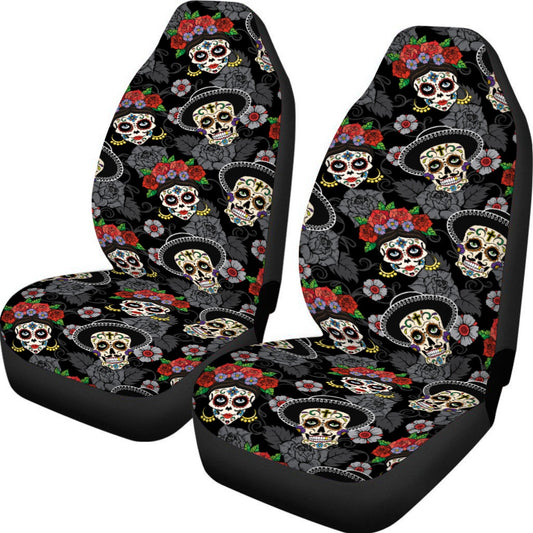 Sugar skull Universal Car Seat Cover With Thickened Back