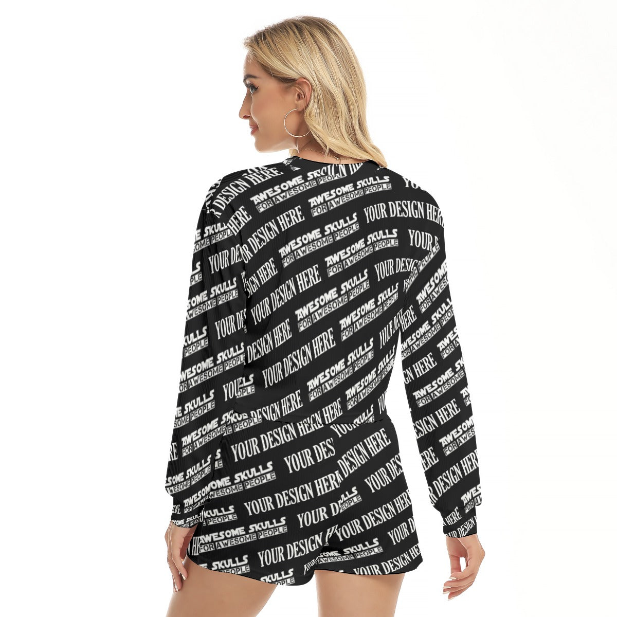 Custom Print on demand POD women's suit Short Sweatshirt And Pants Suit