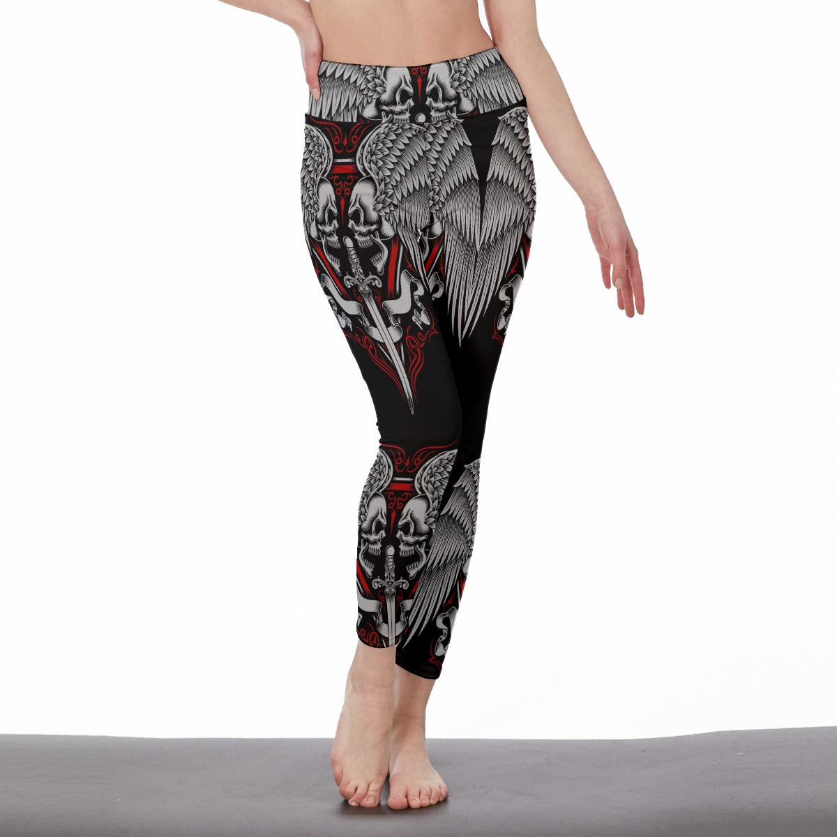 Skull gothic wings sword Women's Casual Leggings