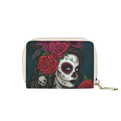 Sugar skull Day of the dead credit Card Holder, Dia de los muertos credit card holder wallet