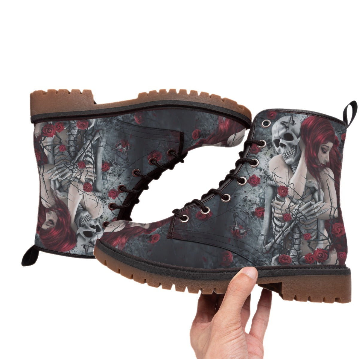 Skull lover men's women's boots shoes, grim reaper Halloween skeleton girls love boots shoes