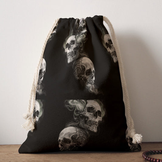 Flaming skull Drawstring Bag, Halloween horror skull bag purse