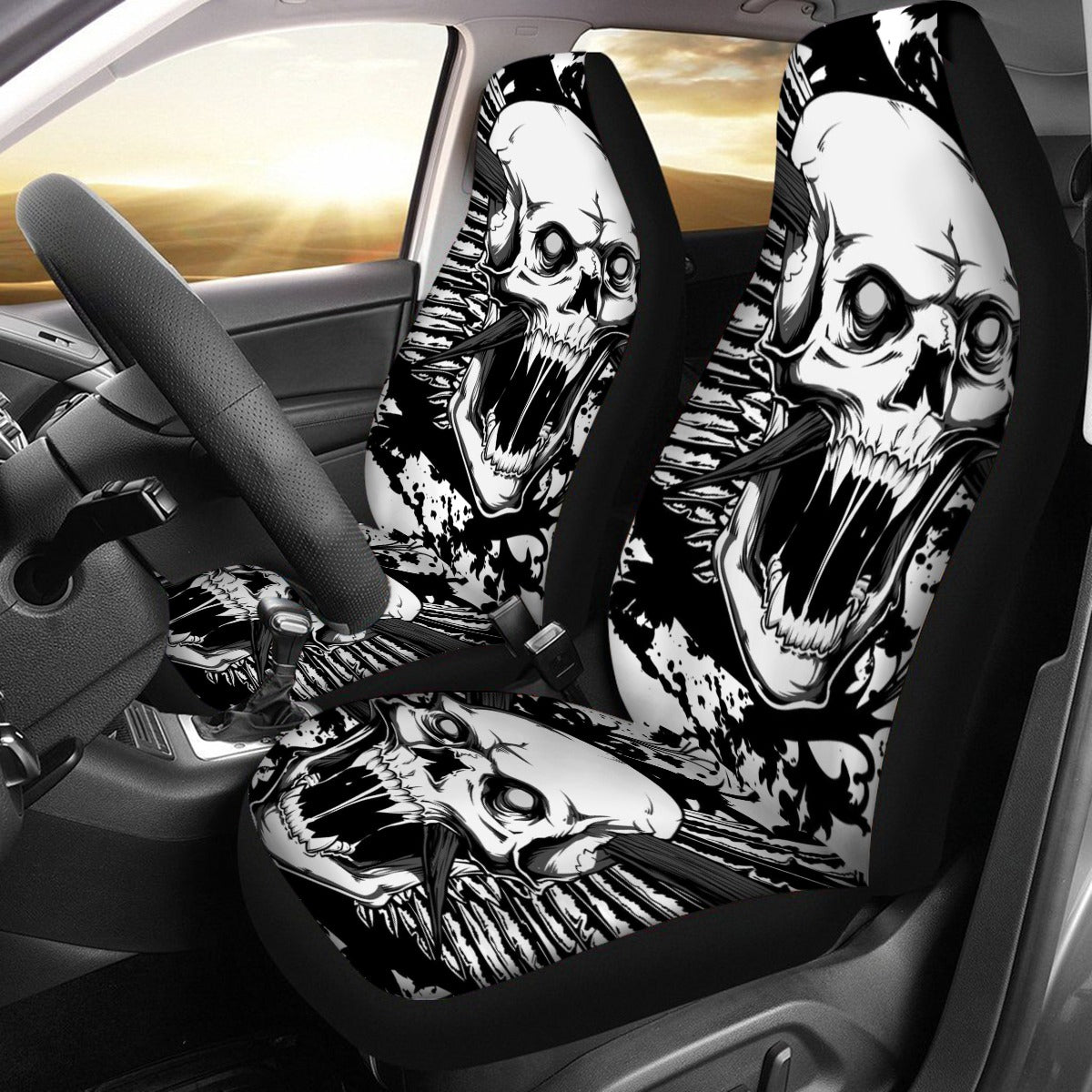 Gothic skull Universal Car Seat Cover With Thickened Back