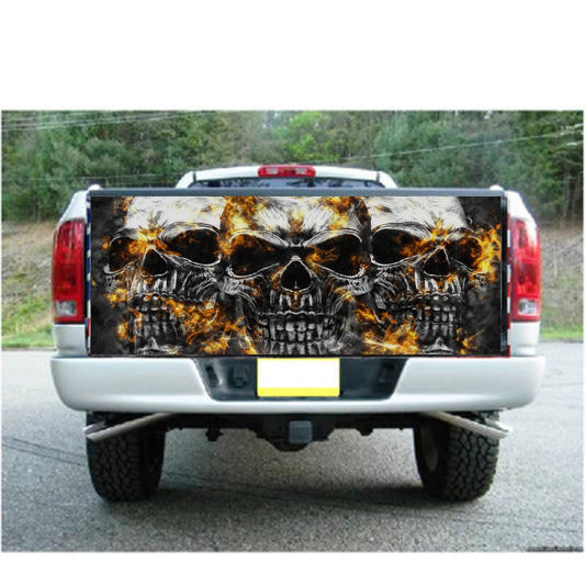 Flaming skull Truck Bed Decal