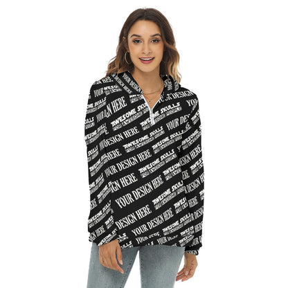 Custom print on demand pod Women's Hoodie Women's Borg Fleece Hoodie With Half Zip