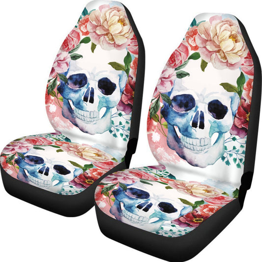 Sugar skull Gothic skeleton Universal Car Seat Covers