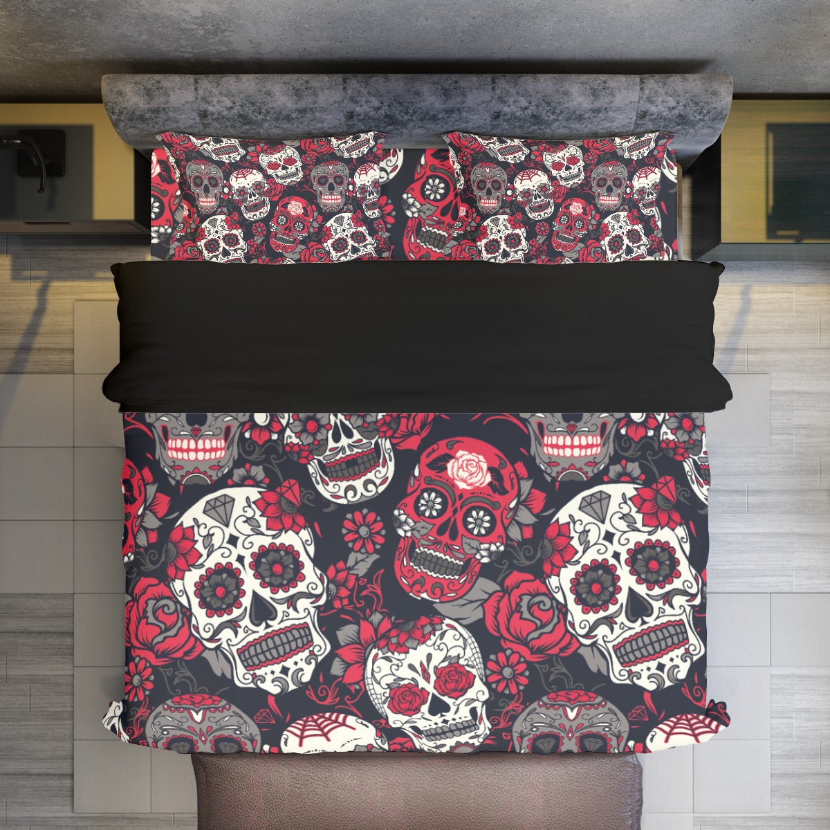 Day of the dead Four-piece Duvet Cover Set, sugar skull dia de los muertos bedding set cover