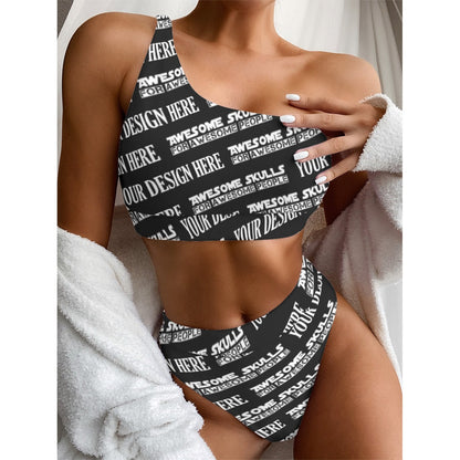 Custom Print on demand POD women's swimsuit Bikini With Single Shoulder