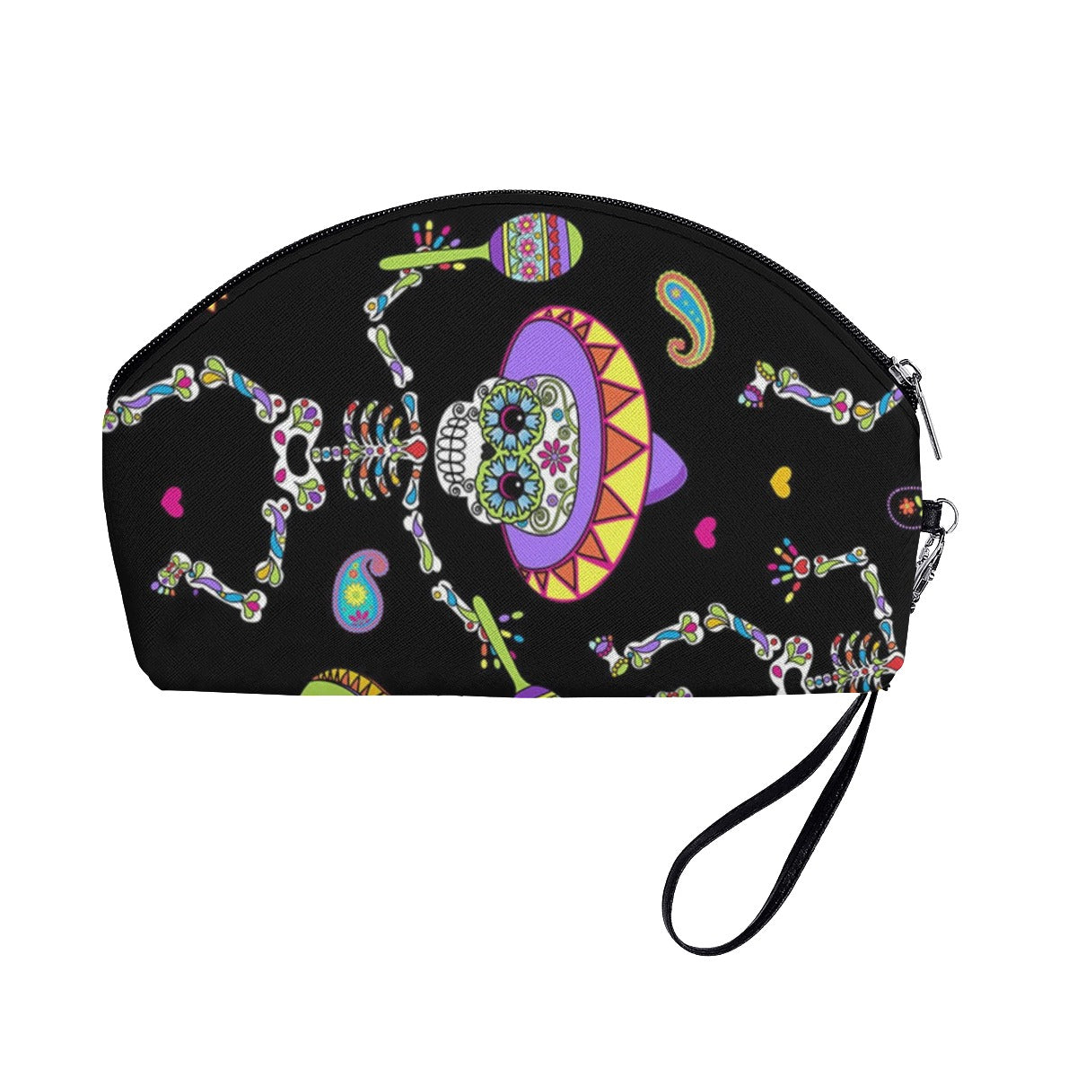 Sugar skull Curved Cosmetic Bags, Day of the dead Dia de los muertos cosmetic bags purse