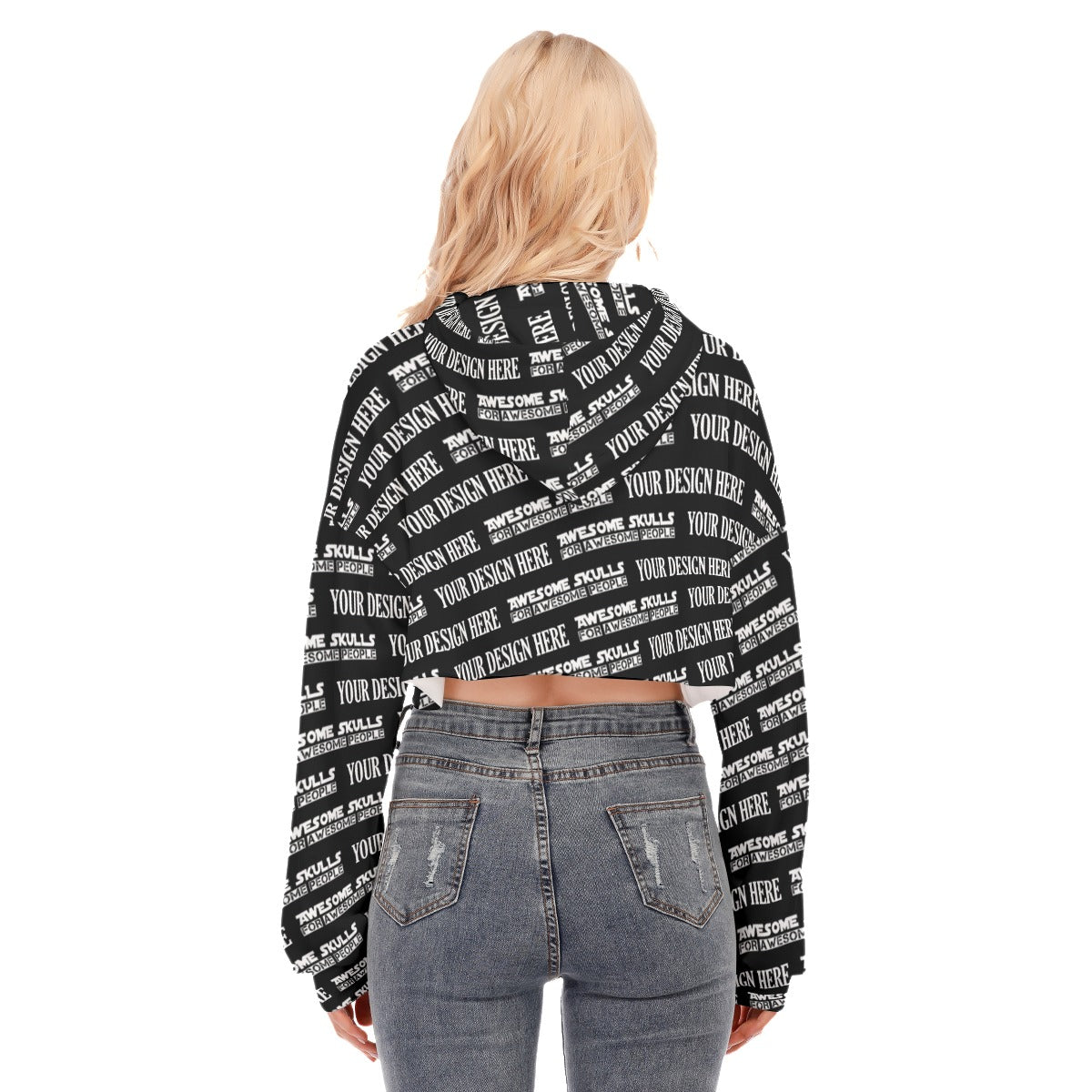 Custom print on demand pod Women's Hoodie - Cropped Hoodie With Zipper Closure