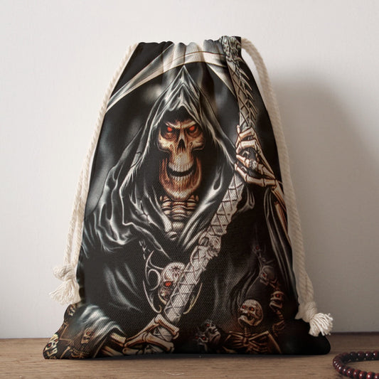 Grim reaper skull Drawstring Bag, Skeleton gothic Halloween Drawstring bag handbag shoulder bag