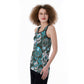 Blue sugar skull Women's Back Hollow Tank Top, sugar skull day of the dead tank top