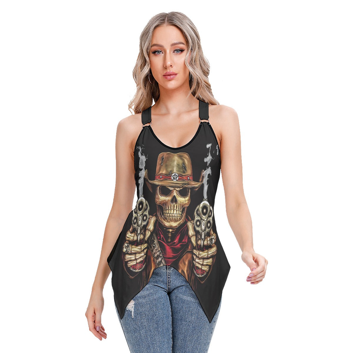 Grim reaper Horror skull Women's Skinny Sport Tank Top