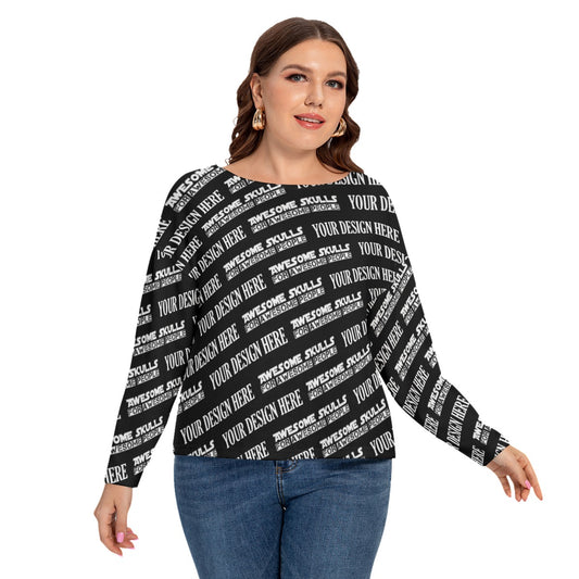 Custom Print on demand POD women's Knitwear & Ca Drop-shoulder Imatation Knitted Sweater (Plus Size)