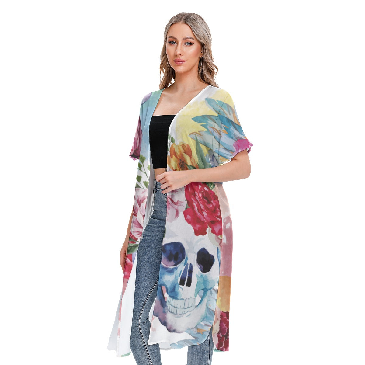 All-Over Print Women's Short Sleeve Cardigan