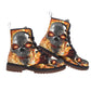 Flaming gothic skull women's Men's Martin Short Boots, Gothic fire skull boots shoes for women men