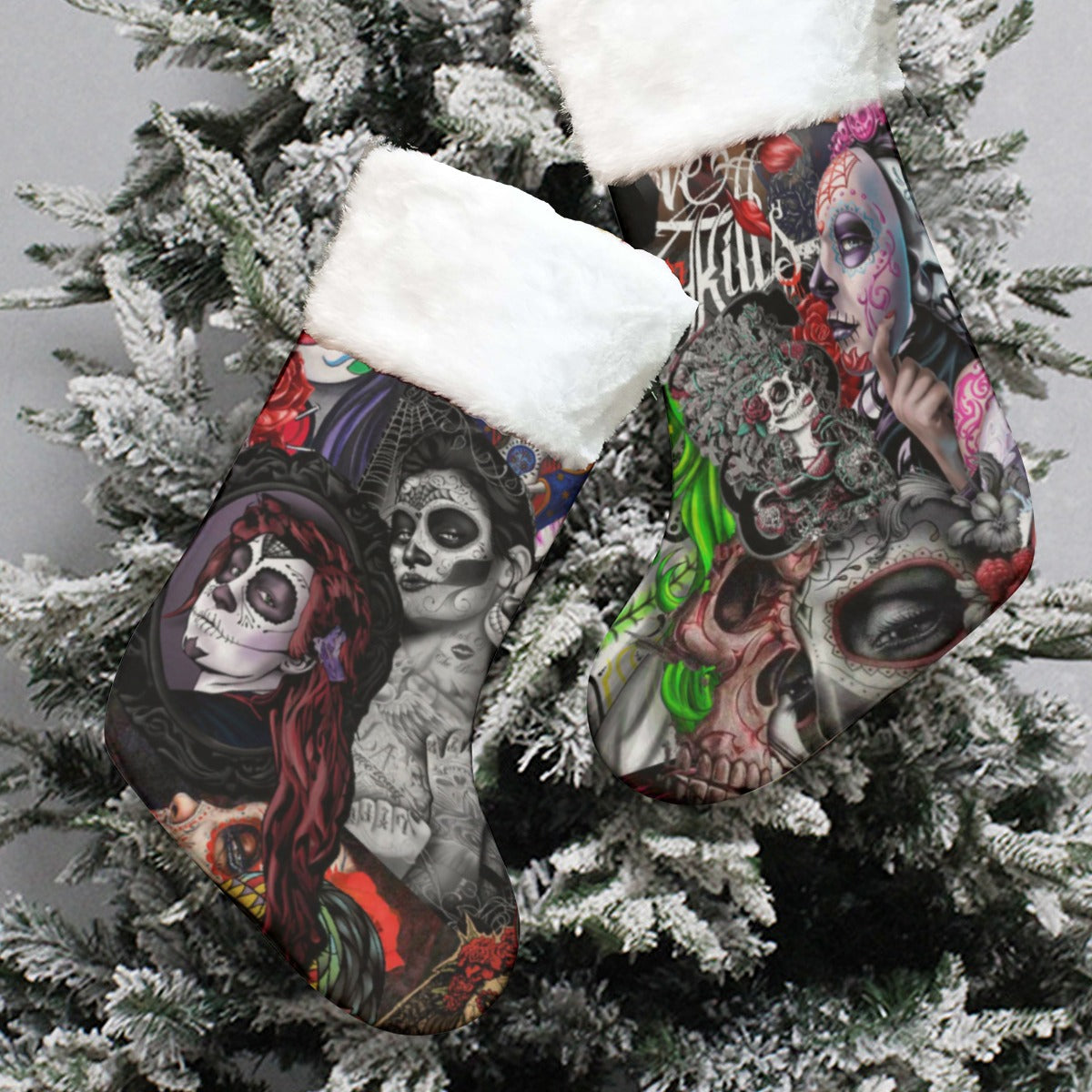 Sugar skull pattern All-Over Print Christmas Socks