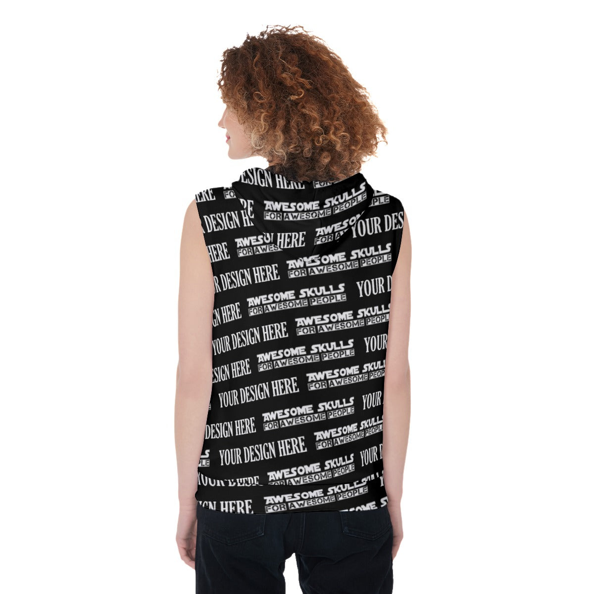 Custom print on demand pod Women's Hoodie - Women's Zip-up Sleeveless Hoodie