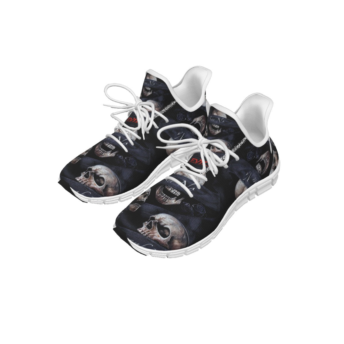 Gothic skull no see no hear no speak Halloween evils Light woven running shoes