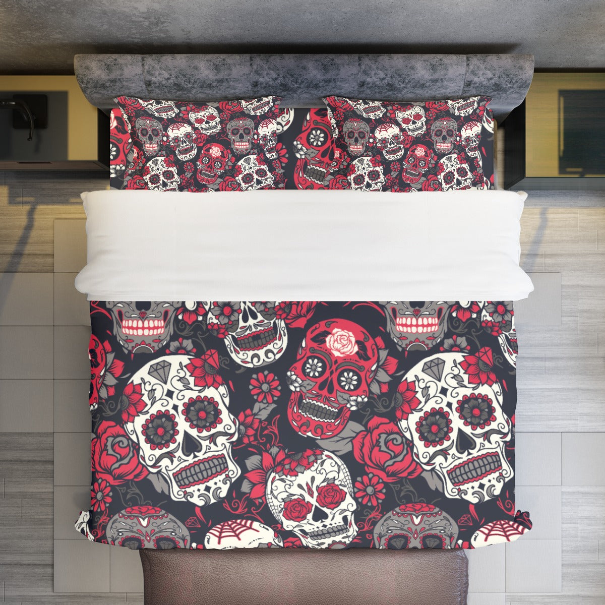 Day of the dead Four-piece Duvet Cover Set, sugar skull dia de los muertos bedding set cover