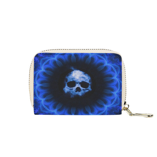 Flaming skull gothic Halloween credit Card Holder wallet