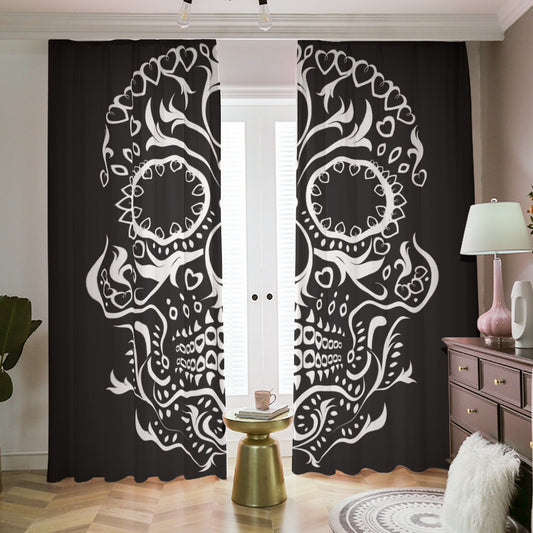 Sugar skull Window curtain, Day of the dead Blackout Curtains with Hooks | 265(gsm)