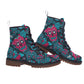 Sugar skull men's women's boots, Mexican skull calaveras skeleton boots shoes