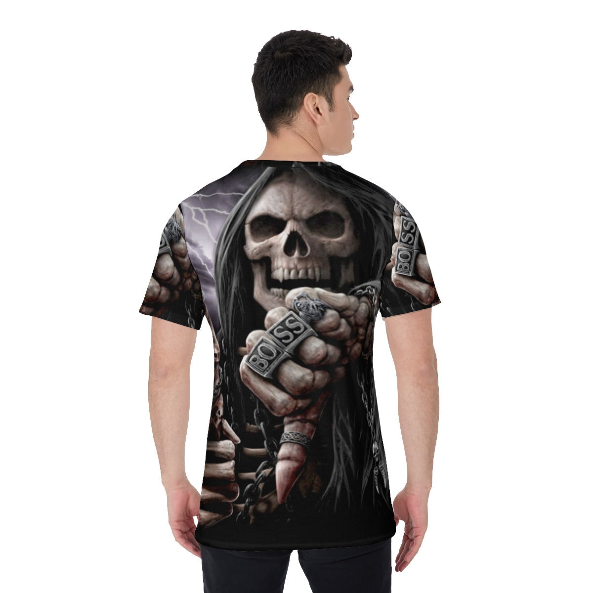 BOSS skull grim reaper Men's O-Neck T-Shirt V-Neck shirt