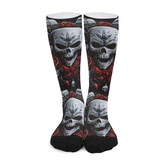 Skeleton skull Unisex Long Socks, Halloween socks, grim reaper socks, biker gothic socks