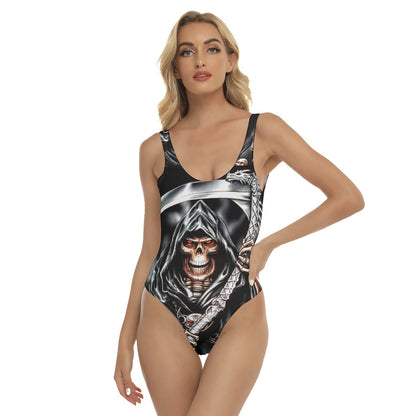 Gothic grim reaper Women's One-piece Swimsuit, skull swimsuit, Halloween skull swimsuit