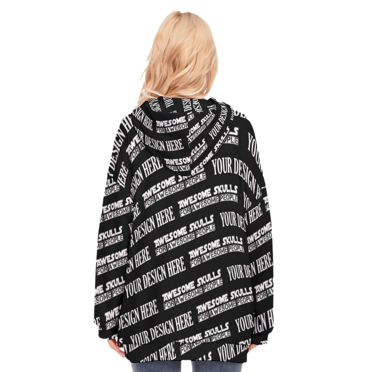 Custom print on demand pod Women's Hoodie Long Hoodie With Zipper Closure