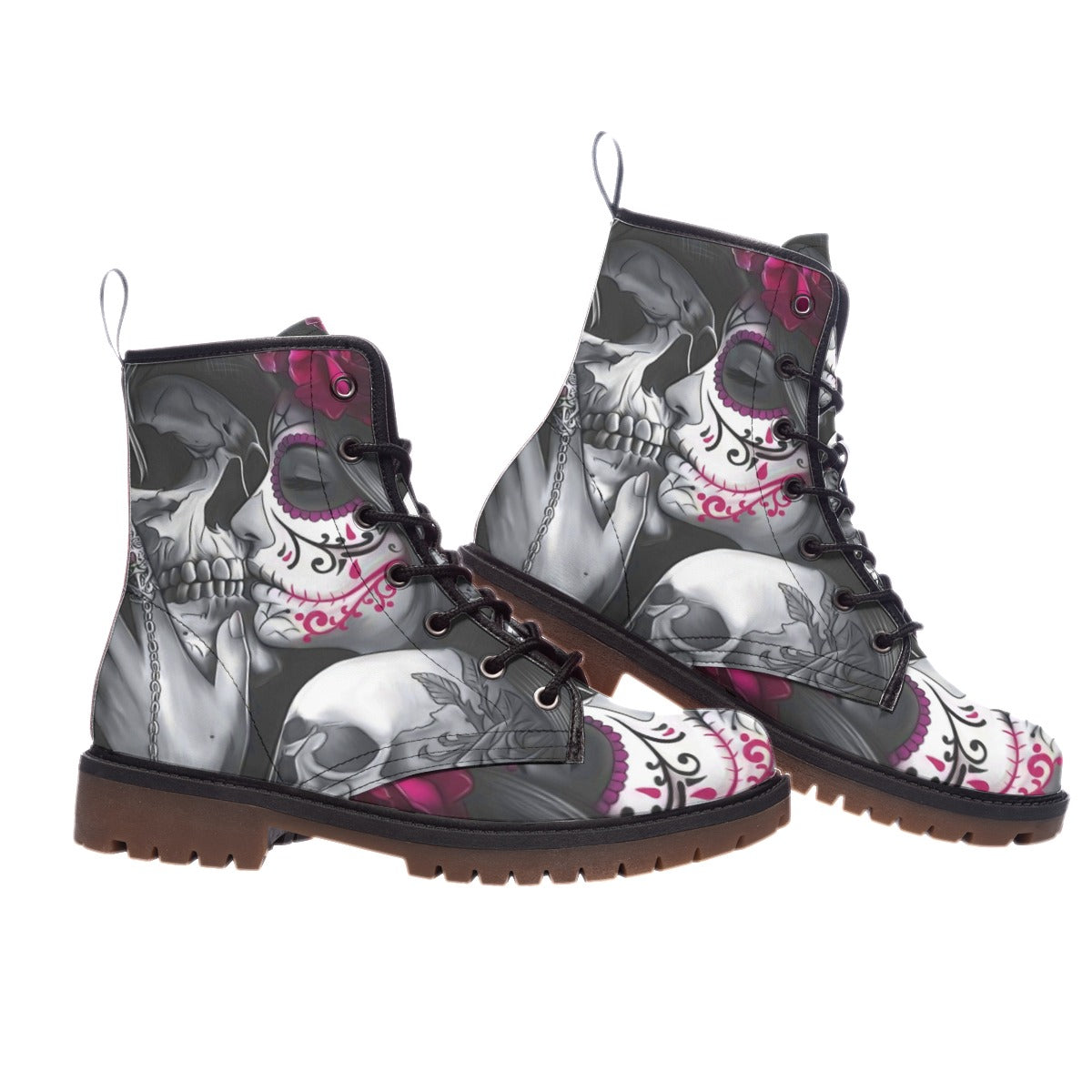 Sugar skull grim reaper kiss girls Men's Martin Short Boots