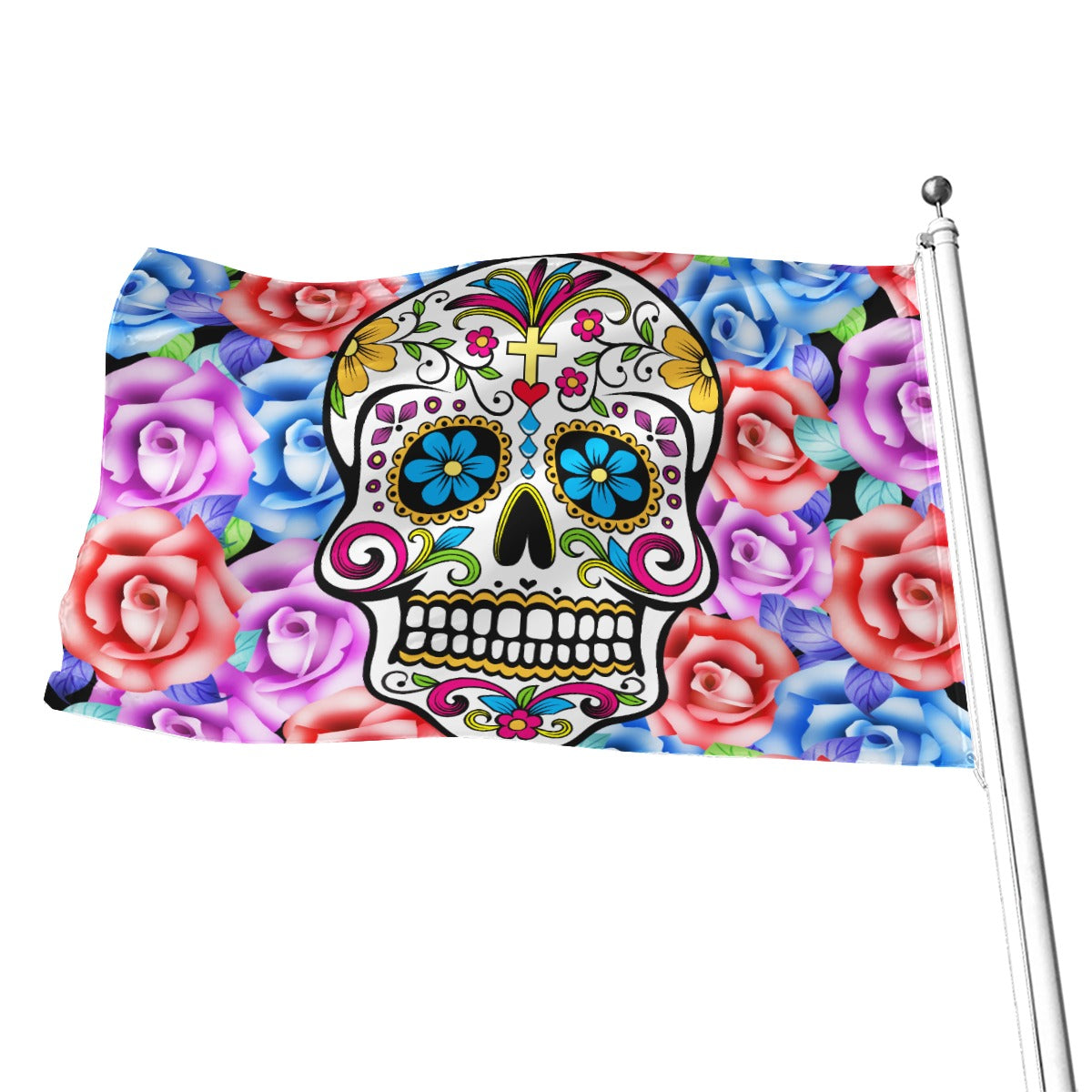 Sugar skull Day of the dead mexican skull flag, All-Over Print Flag, Halloween flag