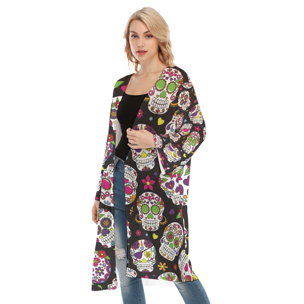 All- Over Print Women's Long Sleeve Mesh Cardigan