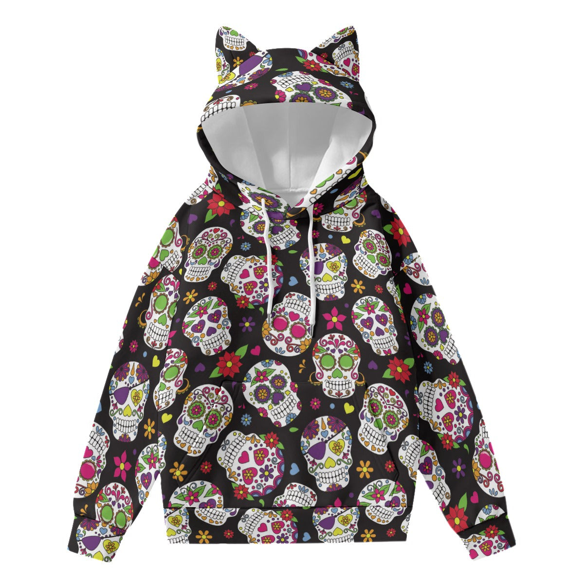 Day of the dead sugar skull Women’s Hoodie With Decorative Ears