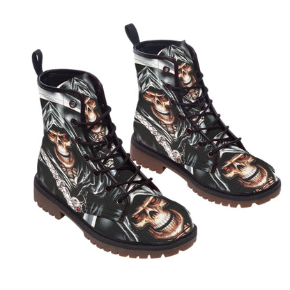 Grim reaper gothic skeleton Men's Martin Short Boots, Halloween horror skull boots shoes sneakers