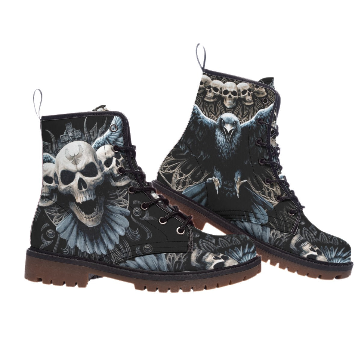 Gothic Halloween Men's Martin Short Boots, skull bird gothic men's shoes