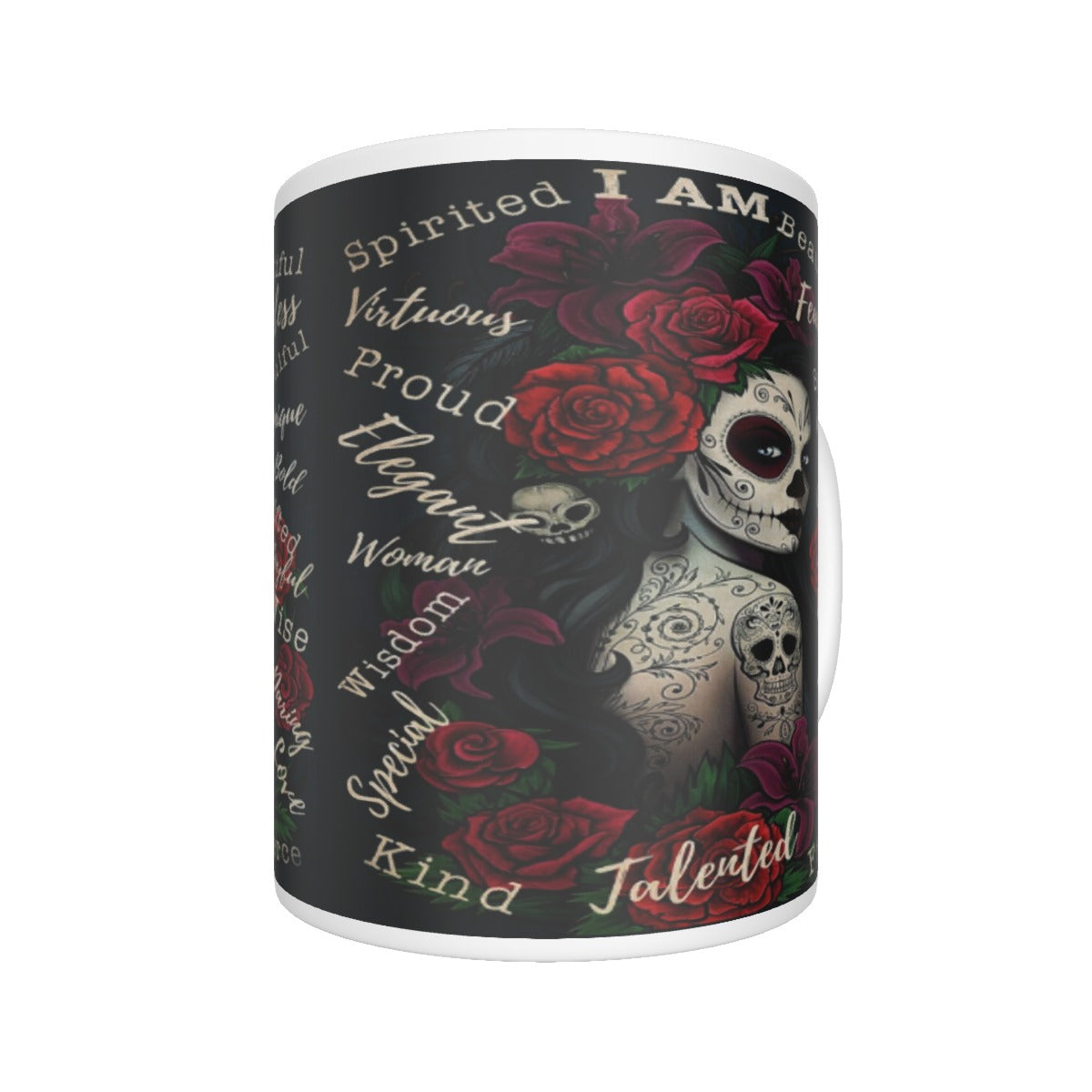 Sugar skull girl Ceramics mug, Day of the dead mug cup