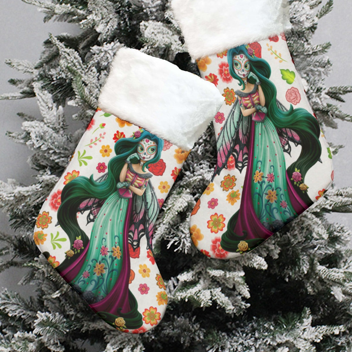 Day of the dead girl sugar skull Christmas Socks