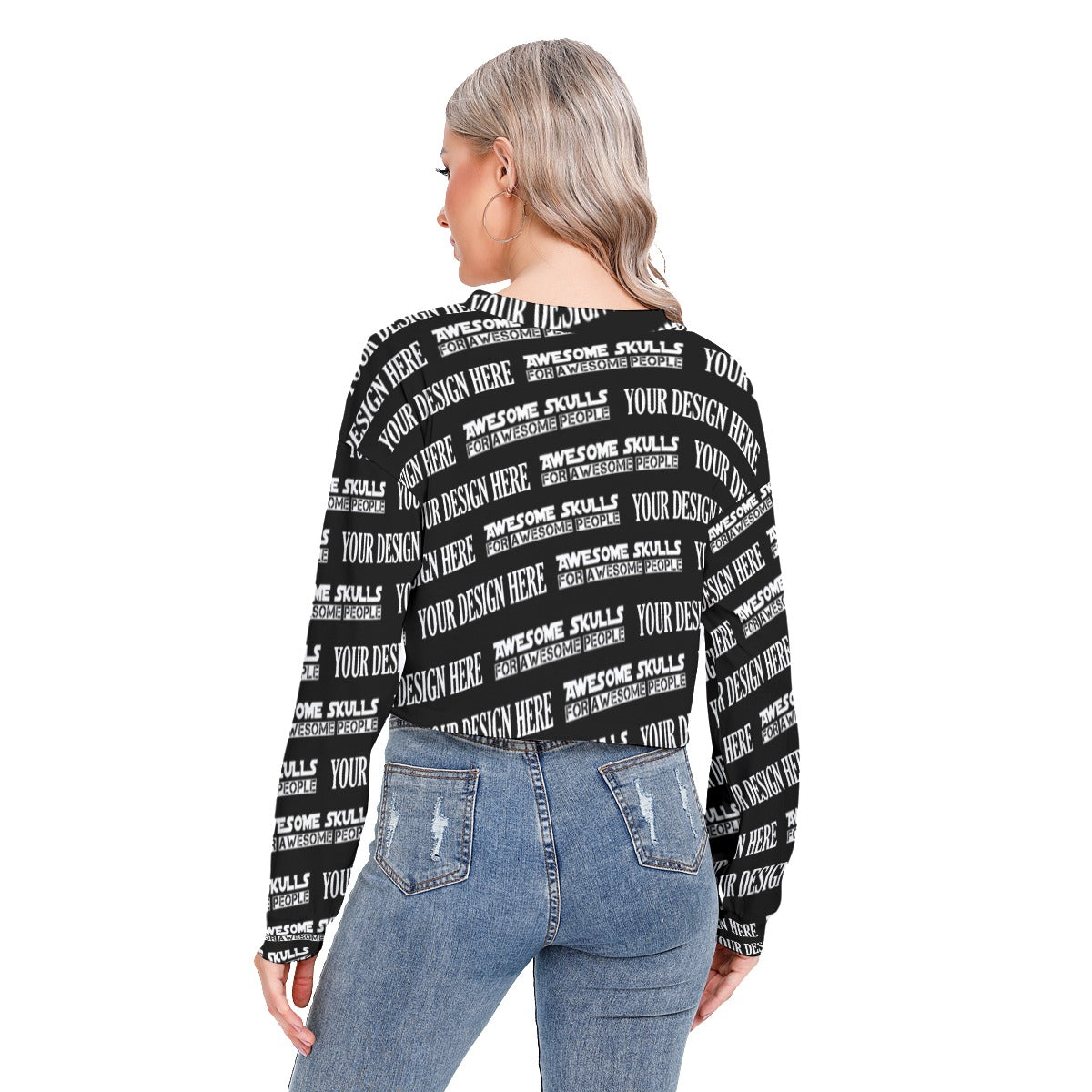 Custom print on demand pod Women's Hoodie Long Sleeve Sweatshirt With Hem Drawstring