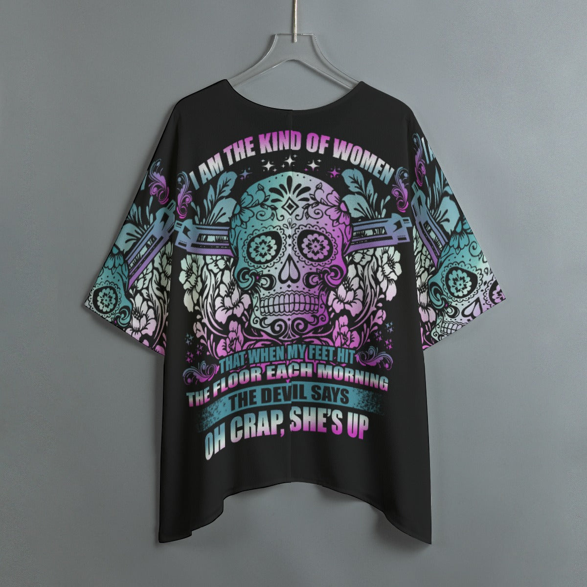 Day of the dead sugar skull Women's Bat Sleeve Shirt