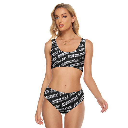 Custom Print on demand POD women's swimsuit Crop Top One-piece Swimsuit