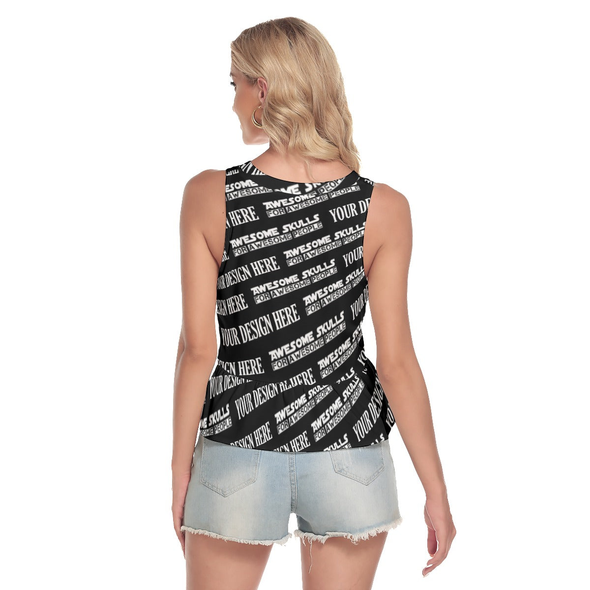 Custom print on demand pod Women's Top V-neck Ruffle Hem Blouse