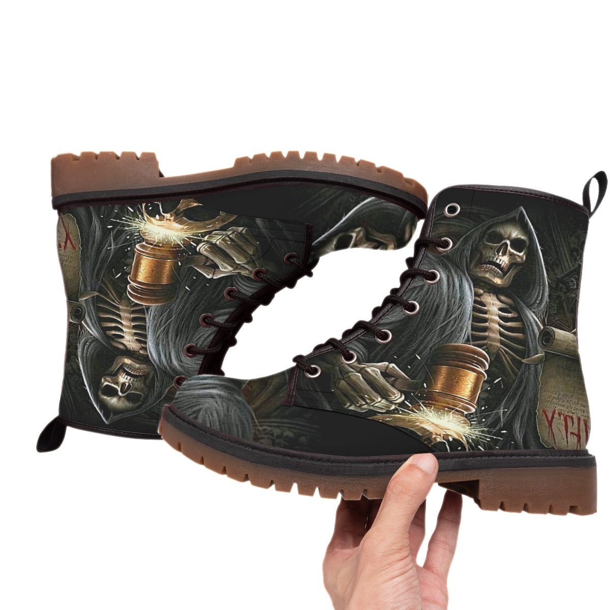 Grim reaper Halloween skull Men's Martin Short Boots