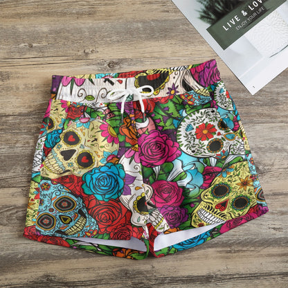 Day of the dead sugar skull Women's Casual Shorts