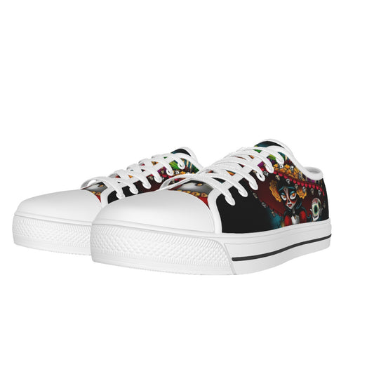 Sugar skull girl All-over Print Women's White Sole Canvas Shoes