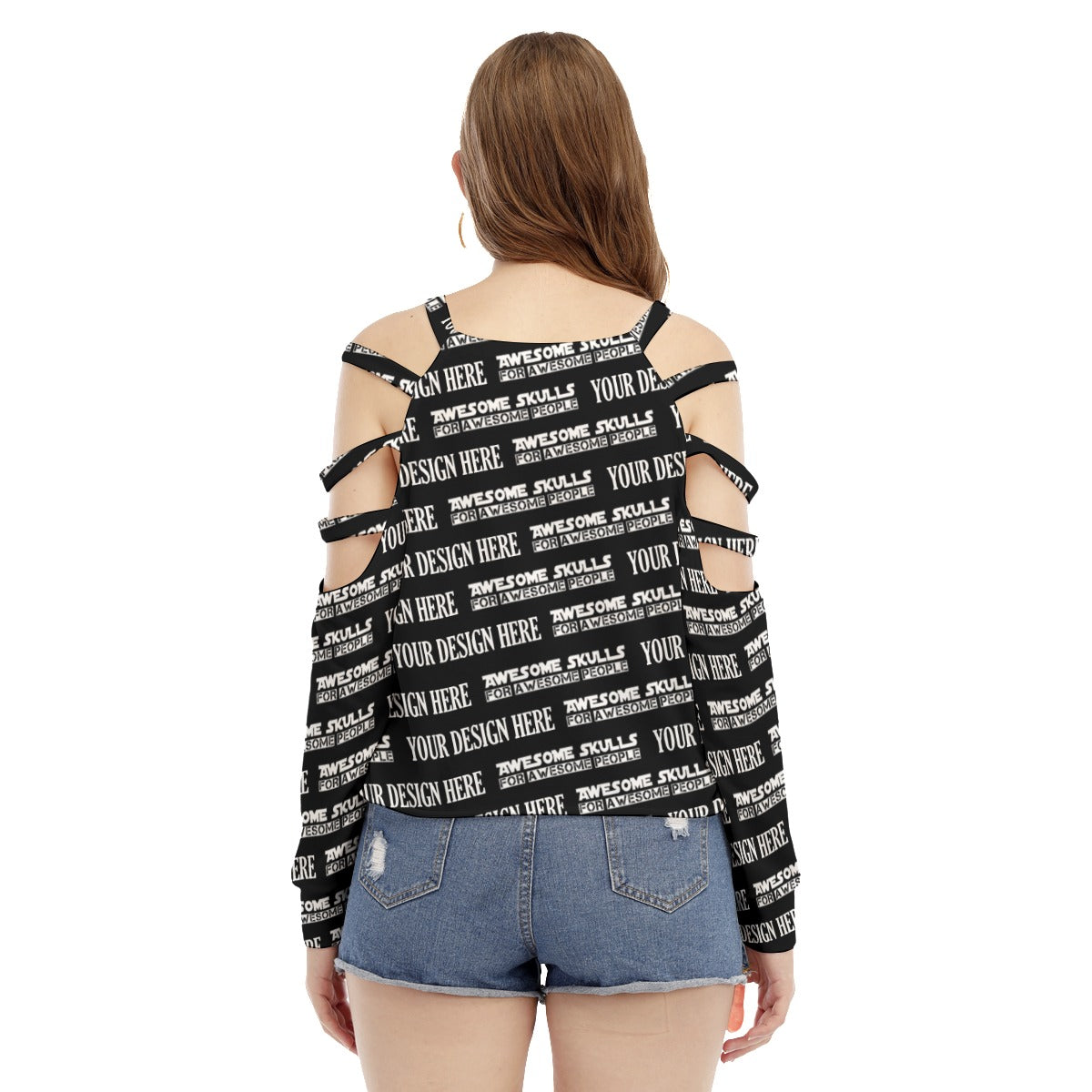 Custom print on demand pod Women's Hoodie Sweatshirt With Shoulder Hollow shoulder Strap